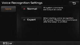 1 2 This menu is used to set voice recognition mode between Normal and Expert mode.