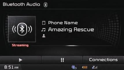 Bluetooth Audio Mode Basic Mode Screen 1 2 3 4 5 6 7 Name Description 1 Mode Displays currently playing mode 2 Phone Name Displays name of connected phone 3 Title Name of current song 4 Artist Info