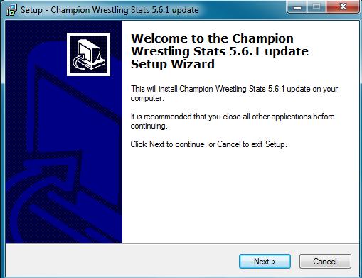 Updating Desktop Version In order to transfer files between the desktop software Champion Wrestling Stats and Matside Entry on our Mobile Web Server, Champion Wrestling Stats must be updated to the