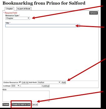 Use the add button & to include more details such as author & page