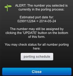 Any number that you have requested to transfer (port) to Commander Phone from another provider will appear in your number pool.