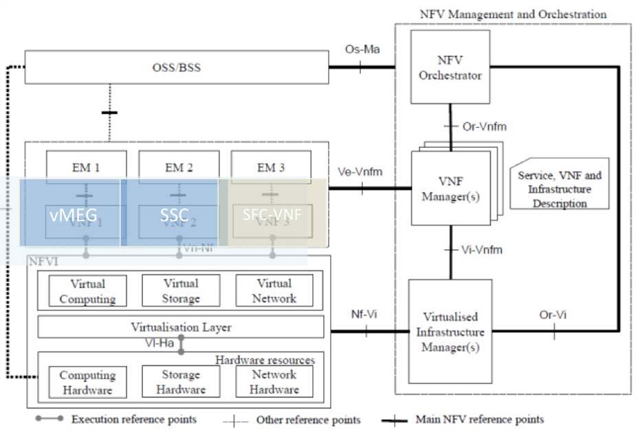 Each vmeg instance can handle multiple tens of thousands virtual router functions in a single VM.