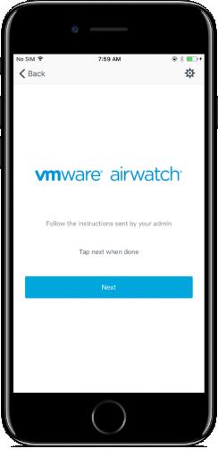 Chapter 3: Application Management 1. On your ios device tap the VMware PIV-D Manager application and tap Next 2.