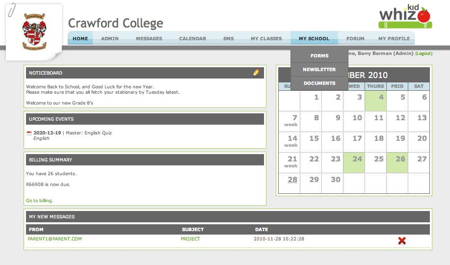 My School Under My School on the main menu there are three buttons, Forms, Newsletter and Documents.