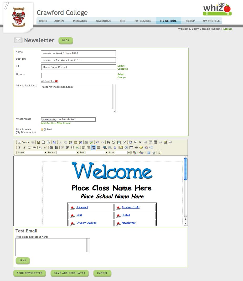 Newsletter This is an online newsletter creation and sending tool.
