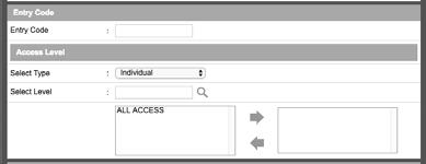 In the Access Level section, assign the Type and Level appropriate for user profile. 6. When all data is entered, Click Save.