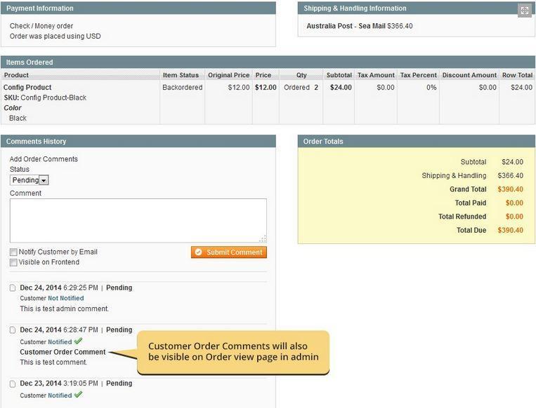 2.1.4 Order View Page - Admin can also view order comments on order view page as customer orders request. 2.1.5 Adds Request Box - Admin can add order request comment box in the last step of checkout process for both single and multi-shipping address checkout.