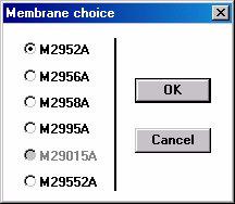 To re-configure the analyzer, choose Membrane to bring up the box which reveals the membrane models available.