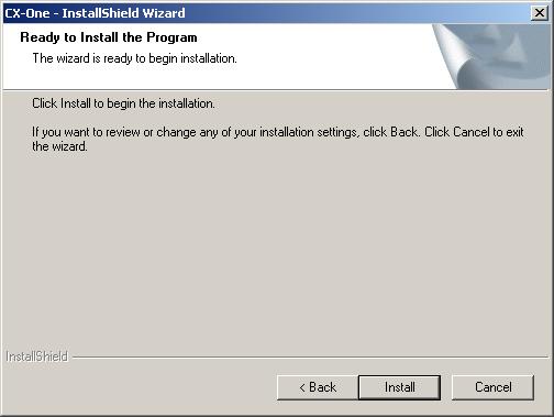 [Install] CX-One installation is starts. A dialog box (right) is displayed.