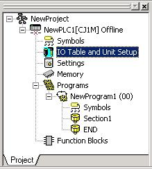 (Width indication is available only for SYSMAC CJ1) Double-click [ I/O Table and Unit