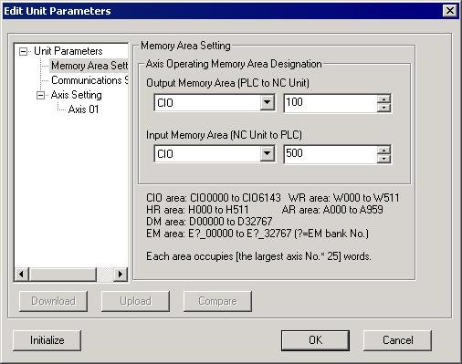 Double-click the servo driver Set servo parameters for axis 01 as shown below.