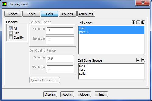 Cells tab in the Display Grid dialog box and enable All in the