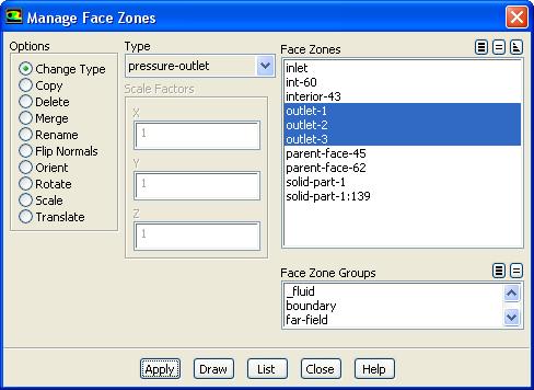 Change the Zone Types The inlet and outlet zones are recovered as wall zones. You will now change the boundary zone type to the appropriate type.