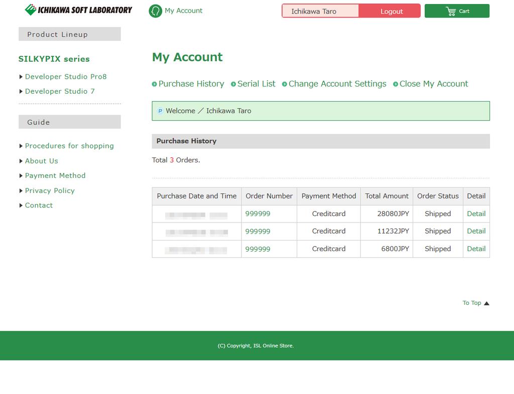 3 3. Go to "My Account." Go to "My Account." After going to "My Account," your "Purchase History" will be displayed.
