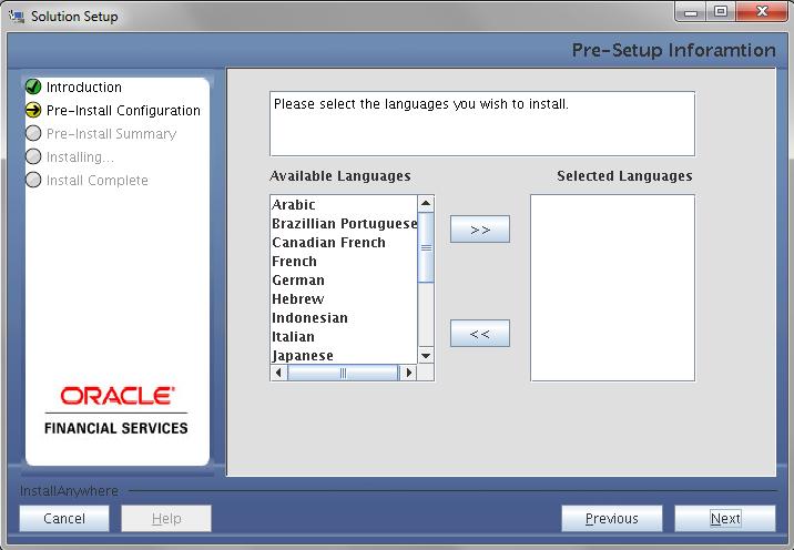 4. This screen displays the information on the list of languages to be installed.
