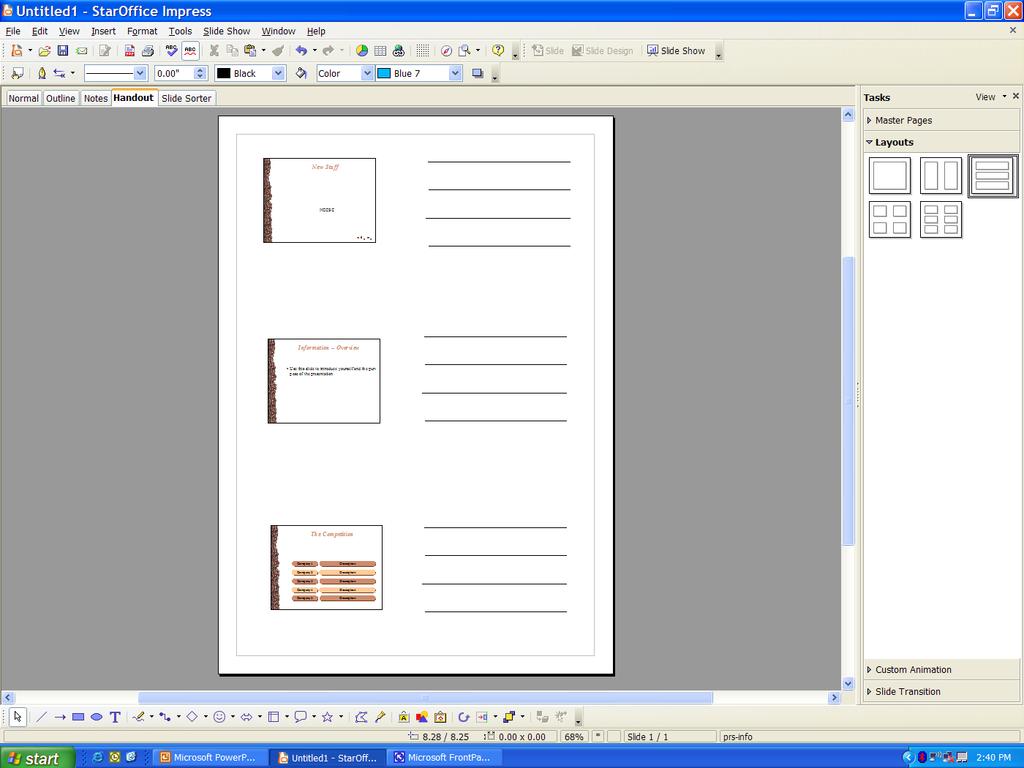 them to have lines to the right for notes (like the option PowerPoint has on the 3 per page) You