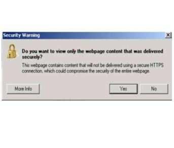 5 3. If a security message appears Do you want to view only the web page content that was delivered securely? (Fig. 2). Press No to continue. Fig.
