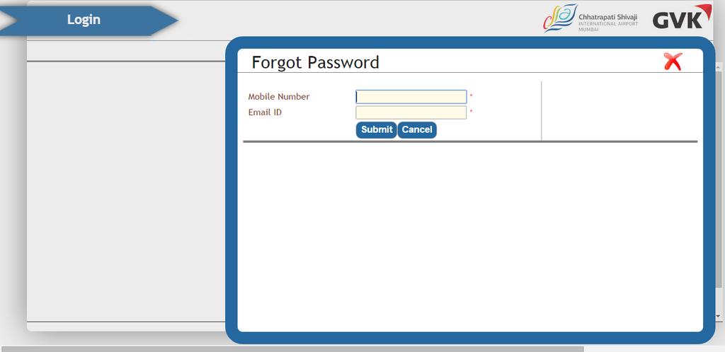 User Actions for FORGOT PASSWORD: 1. Click on forgot password on main Login page. 2. User will have to specify registered mobile number. 3. User will have to specify registered Email ID. 4.