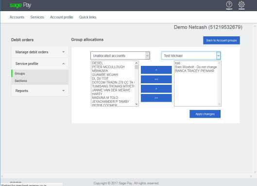 Working with groups Groups allow you to categorise your debit orders in order to assist you when working with certain types of clients or specific dates in your Masterfile.
