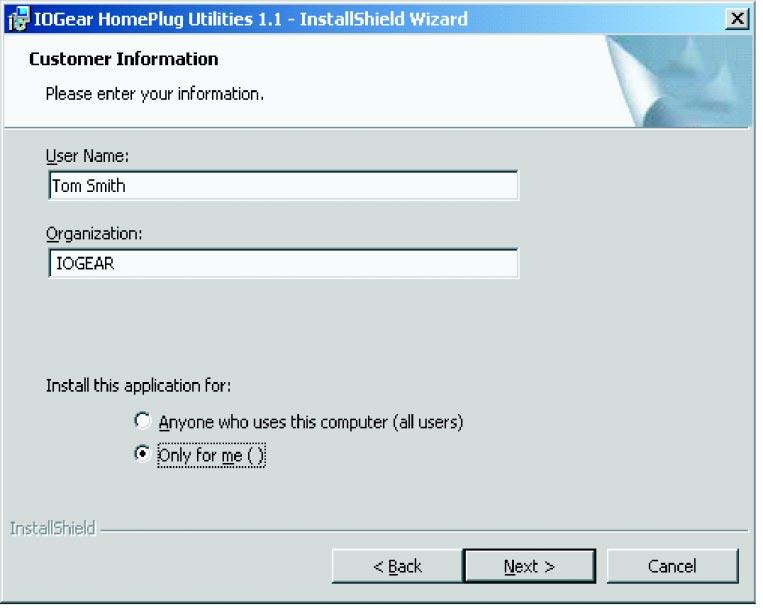 Installation 7. Enter a username and organization name, and continue installation.