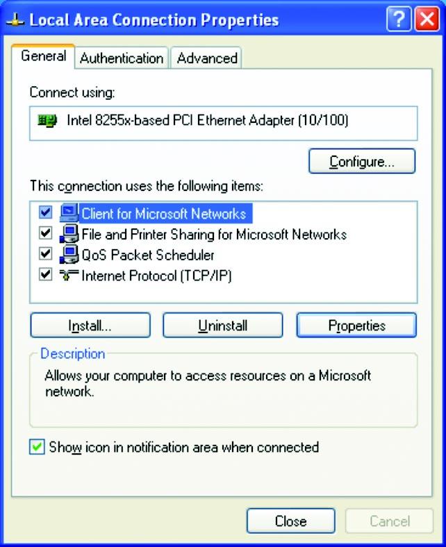 Networking Basics Click "Close" on the Local Area Connection