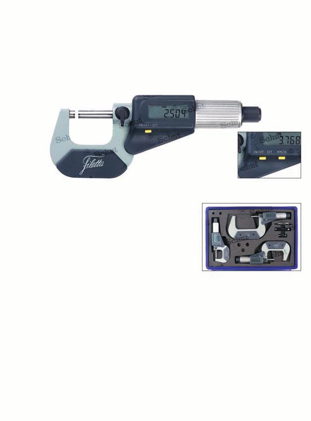 micrometers Rugged digital micrometers with simple functions and an excellent price-performance ratio. range: 0-200. Resolution: 0.001. Automatic switch-off. Reset/preset.