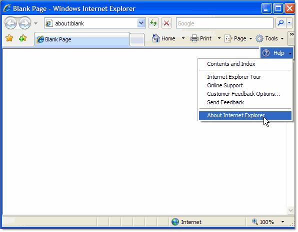 On the Internet Explorer toolbar, click the Help button and select About Internet Explorer. Select About Internet Explorer 3.