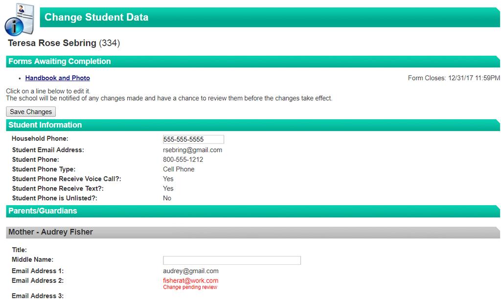 Student Data Forms Click to access any forms that are waiting for your completion or to access optional, ondemand forms.