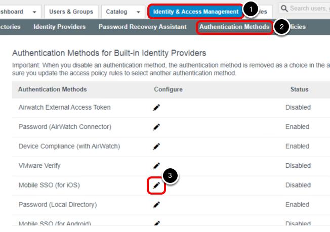 Click on the VMware Workspace ONE tab to return to the VMware Identity Administration Console.