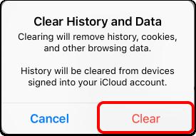 Confirm the Clear History and Data Prompt Click Clear.