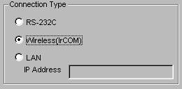 3 Select RS-232C or Wireless (IrCOM) in Connection Type. The following image is displayed when the RS-232C connection is selected.