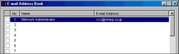 Adjusting and Controlling Multi Deleting the registered recipient s e-mail address 1 Select the e-mail address you want to delete.
