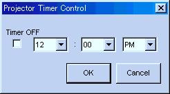 Multi Projector Timer Control This function is for turning off the projector s power at a preset time. This function can only be used when this software is running on a personal computer.