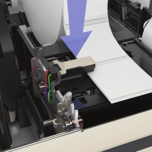 Open each printer mechanism by pushing the blue tab on the left side of each mechanism to the left.