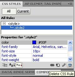 Delete Styles 1. In the CSS Styles panel under All, select <style>. 2.