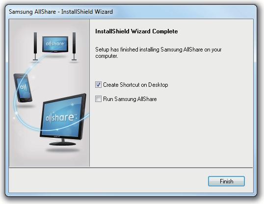 Start AllShare > Install AllShare 3. The files required for running the software will be installed. 4.