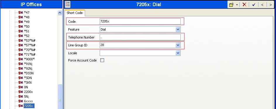 5.6. Administer Short Code From the configuration tree in the left pane, right-click on Short Code and select New from the pop-up list to add a new short code for calls to IPC.