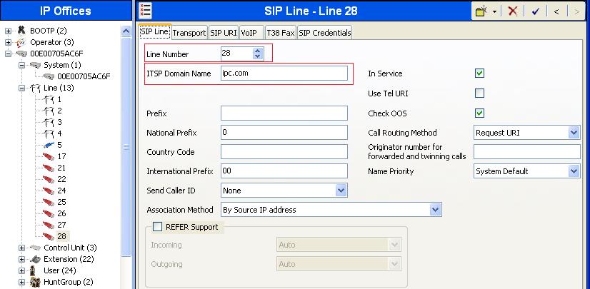 5.4. Administer SIP Line From the configuration tree in the left pane, right-click on Line, and select New SIP Line from the pop-up list to add a