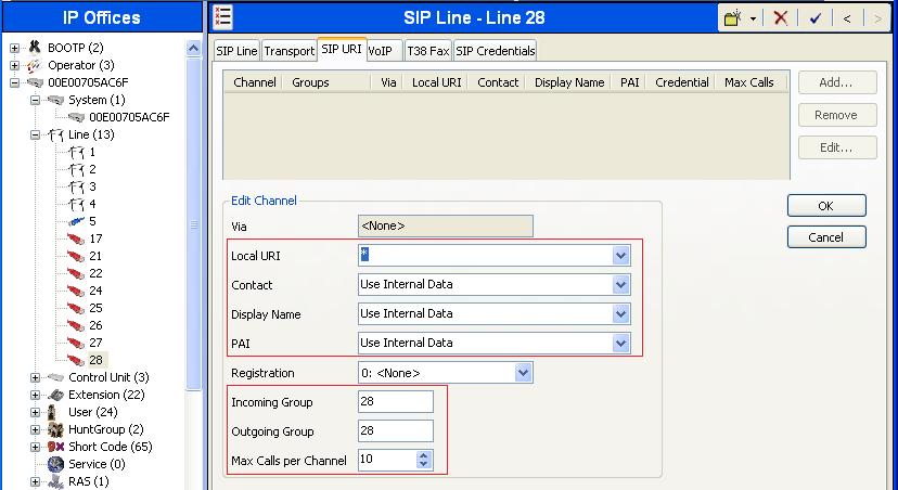 Select the SIP URI tab, and click Add to display the New Channel section.