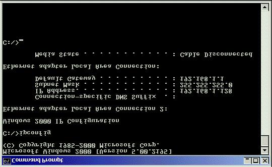 Appendix Earlier Windows Systems To find the IP network address, go to Start > Programs > Accessories > Command Prompt. Type in: IPConfig and press [Enter]. Figure A-2.
