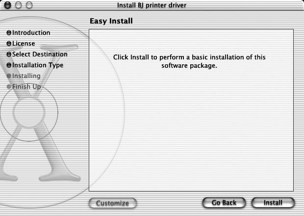 Read the message, then click Continue Installation. Software installation will start.