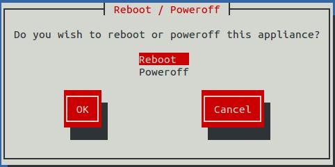 Using the Appliance Administration menu Root Shell This option starts a command-line session as the root user.