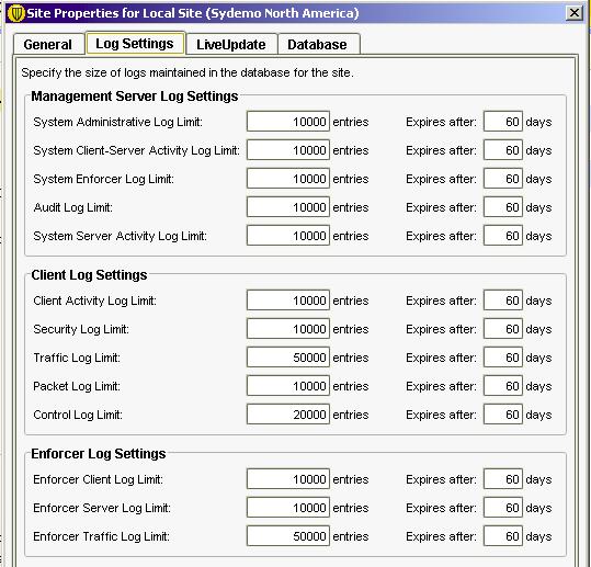 Logging options Logging options are configured by the Administrator to optimize storage requirements and comply with company policies that control retention of logged data.