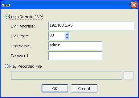 information of login DVR: IP, Port,