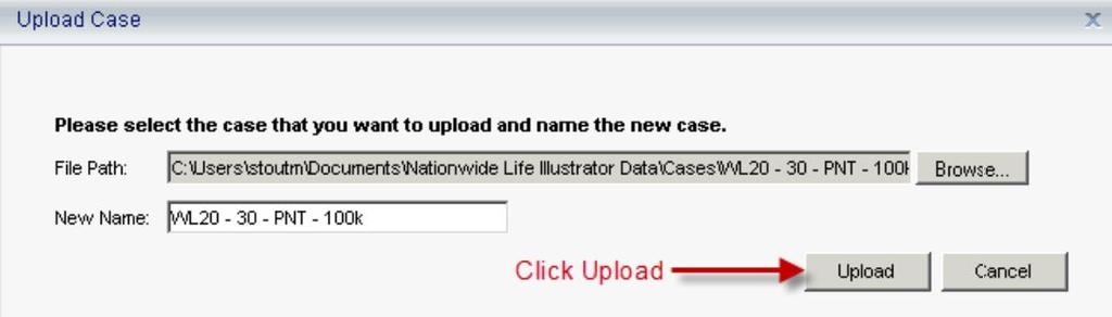 Click Upload to import the case file into Life Illustrator.