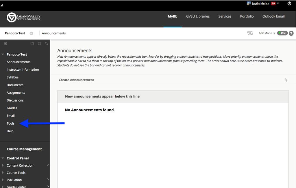 Provisioning your BlackBoard Course To use Panopto in your