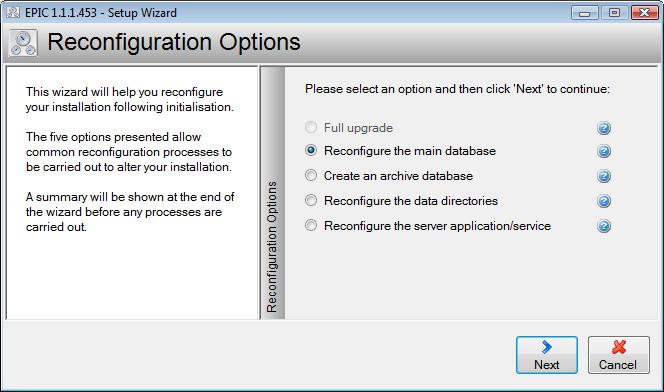 Enabling advanced options allows custom settings to be defined for the location of the database and data files. Disabling advanced options uses default locations. 6.