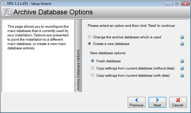 procedure. However, there is also the option to use a pre-existing model database, in a situation where it is not possible to create a new database.