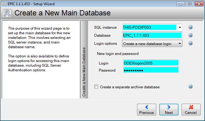 Figure 9 Database Location Page If the Database name is entered for a pre-existing database on the SQL instance, then the option is presented to a) Overwrite the database, or b) Use this existing