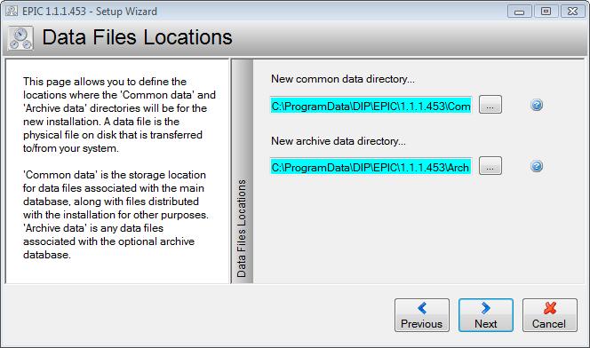 Selecting this option creates new and empty Common Data and/or Archive Data directories and associated them with the EPIC installation.